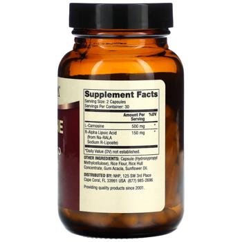 L-карнозин и R-альфа-липоевая кислота Dr. Mercola 60 капсул - купить, цены на - фото 2