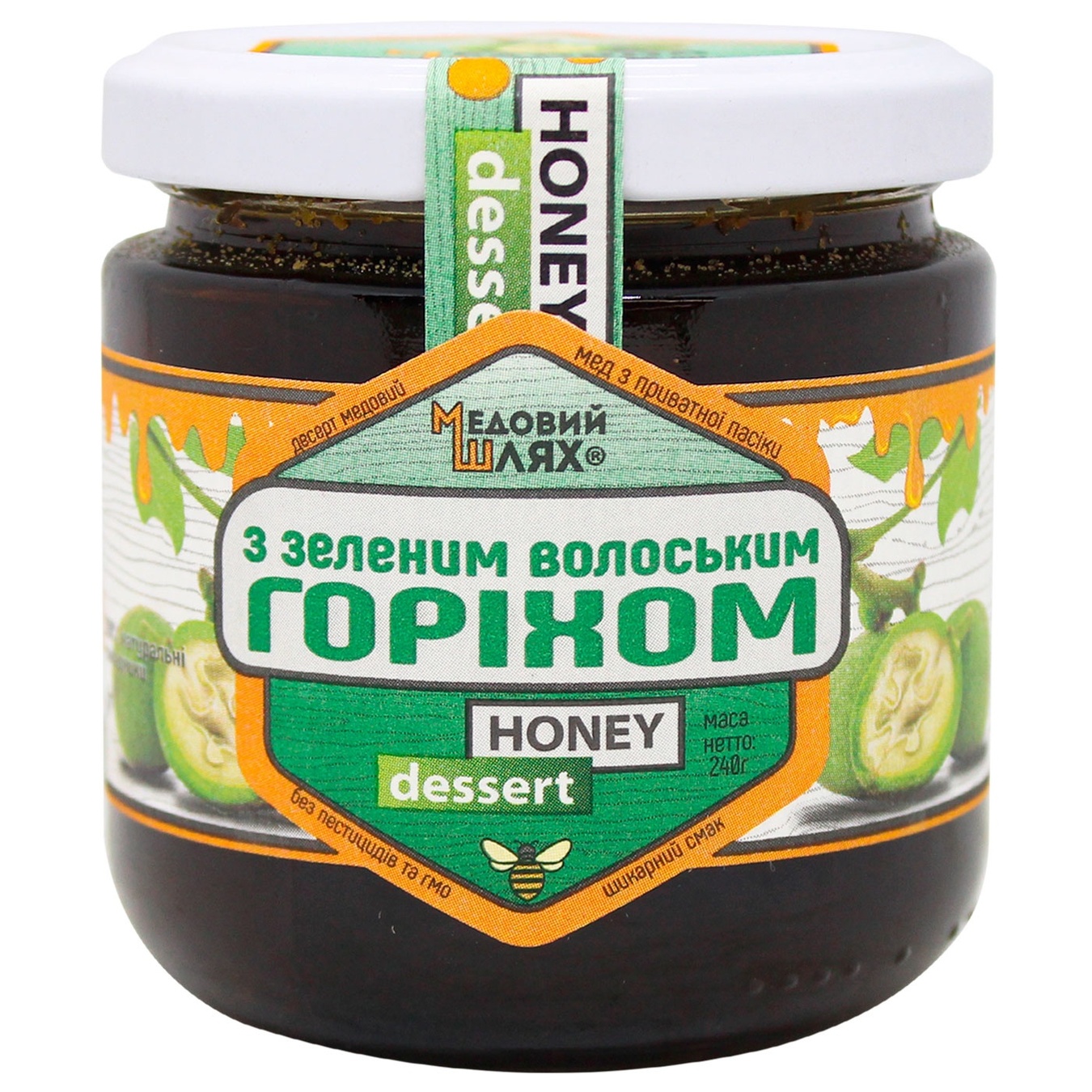 

Мед Медовый Путь с зеленым грецким орехом 240г