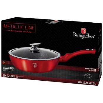 Berlinger Haus Burgundy Metallic Line Frying Pan with Lid 24cm - buy, prices for Vostorg - photo 2