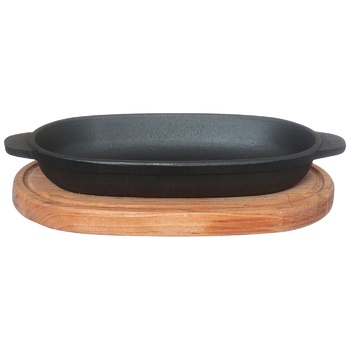 Brizoll Oval Cast Iron Frying Pan with Board 18х10х2.5cm - buy, prices for - photo 2