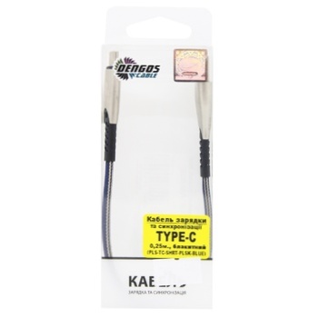 Dengos USB Type-C Blue Cable 0.25m - buy, prices for MegaMarket - photo 1