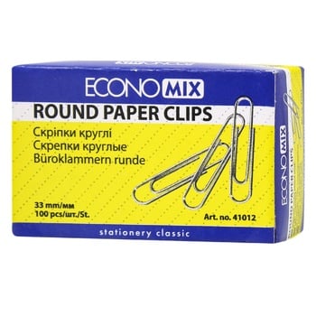 EconoMix Round Paper Clips 33mm 100pcs