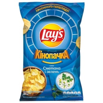 Чипсы Lay's картофельные со вкусом сметаны и зелени 200г - купить, цены на Auchan - фото 1