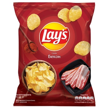 Lay's Bacon Flavored Potato Chips 71g - buy, prices for MegaMarket - photo 1