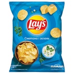Чипси Lay's картопляні зі смаком сметани і зелені 71г