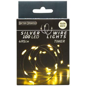 Гірлянда внутрішня на батарейках теплий білий колір 100 LED лампочок 510см - купити, ціни на КОСМОС - фото 3