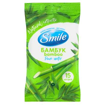 Серветки вологі Smile Бамбук і едельвейс 15шт - купити, ціни на Auchan - фото 1