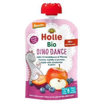 Пюре "Dino Dance" з яблуком, чорницею та сливою органічне 100г, Holle - купити, ціни на Grono - фото 1