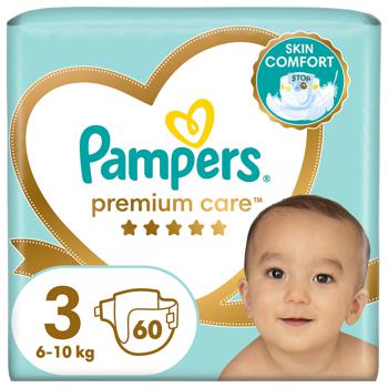 Подгузники Pampers Premium Care Midi 3 6-10кг 60шт - купить, цены на МегаМаркет - фото 1