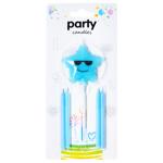 Набор свечей Party Candles Сердце-Звезда для торта 4шт розовые-голубые