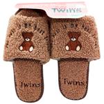 Twins 15863 HS-LUХ Bear Brown Women's Slippers with Embroidery s.40