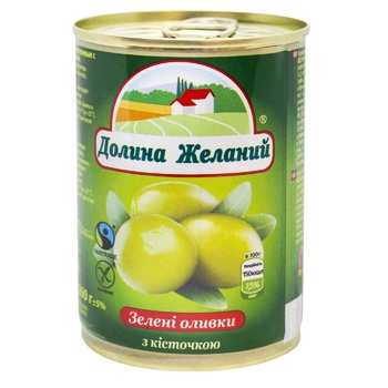 Dolyna Zhelanyy Green Olives with Bone 260g - buy, prices for ULTRAMARKET - photo 1