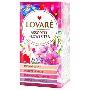 Lovare Assorted Flower Tea in Bags 4 types 6pcs*1.5g - buy, prices for NOVUS - photo 1