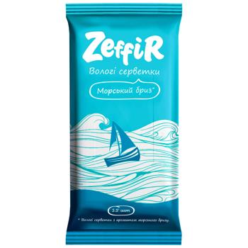 Серветки вологі Zeffir Морський бриз 15шт - купити, ціни на МегаМаркет - фото 1