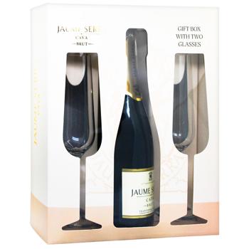 Вино ігристе Jaume Serra Cava Brut біле брют 0,75л + 2 келиха - купити, ціни на - фото 2