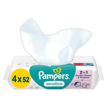 Cалфетки влажные Pampers Sensitive 4x52шт - купить, цены на МегаМаркет - фото 2