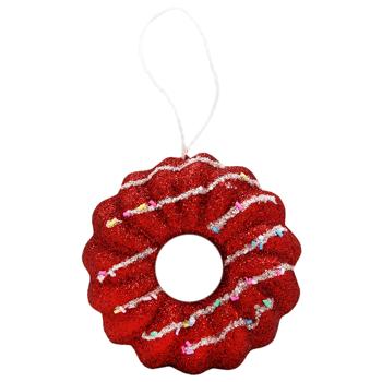 Прикраса Пончик червоний з бісерною стрічкою - купити, ціни на МегаМаркет - фото 1