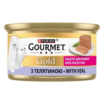 Корм влажный Gourmet Gold с телятиной для котят 85г - купить, цены на КОСМОС - фото 3