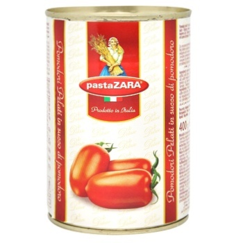 Томати Pasta Zara очищені у власному соку 400г - купити, ціни на ULTRAMARKET - фото 1