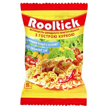 Вермішель Rooltick зі смаком курки гостра 55г