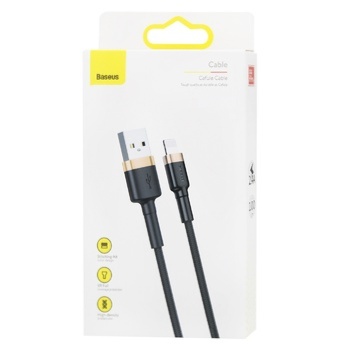 Кабель Baseus Cafule Lightning gold/black 2,4A 1м - купить, цены на КОСМОС - фото 1