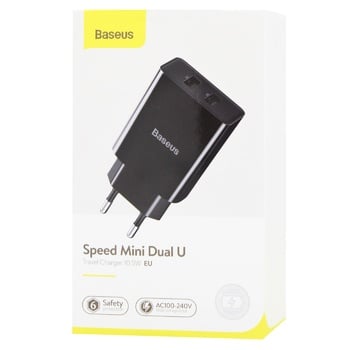 Зарядное устройство Baseus Speed Mini Dual U Charger black 10.5W 2USB - купить, цены на КОСМОС - фото 1