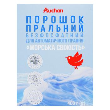 Стиральный порошок Auchan Морськая свежесть безфосфатный автомат 400г - купить, цены на Auchan - фото 2