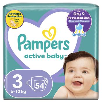 Pampers Active Baby Midi Diapers 6-10kg 54pcs - buy, prices for Supermarket "Kharkiv" - photo 1