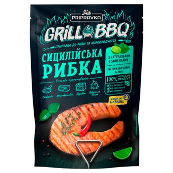 Приправа Pripravka Grill&BBQ Сицилійська риба до риби та морепродуктів з соком лайма, листям кафір-лайму та чилі 30г - купити, ціни на За Раз - фото 1