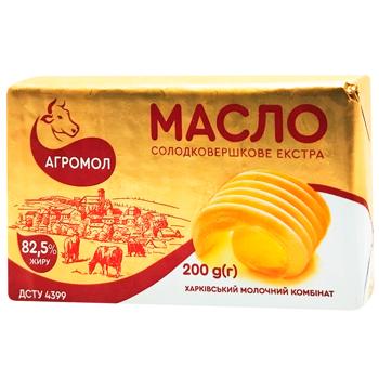 Масло Агромол Экстра сладкосливочное 82,5% 200г - купить, цены на - фото 1