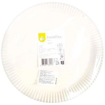 Тарелка Auchan одноразовая белая 23см 50шт - купить, цены на Auchan - фото 1