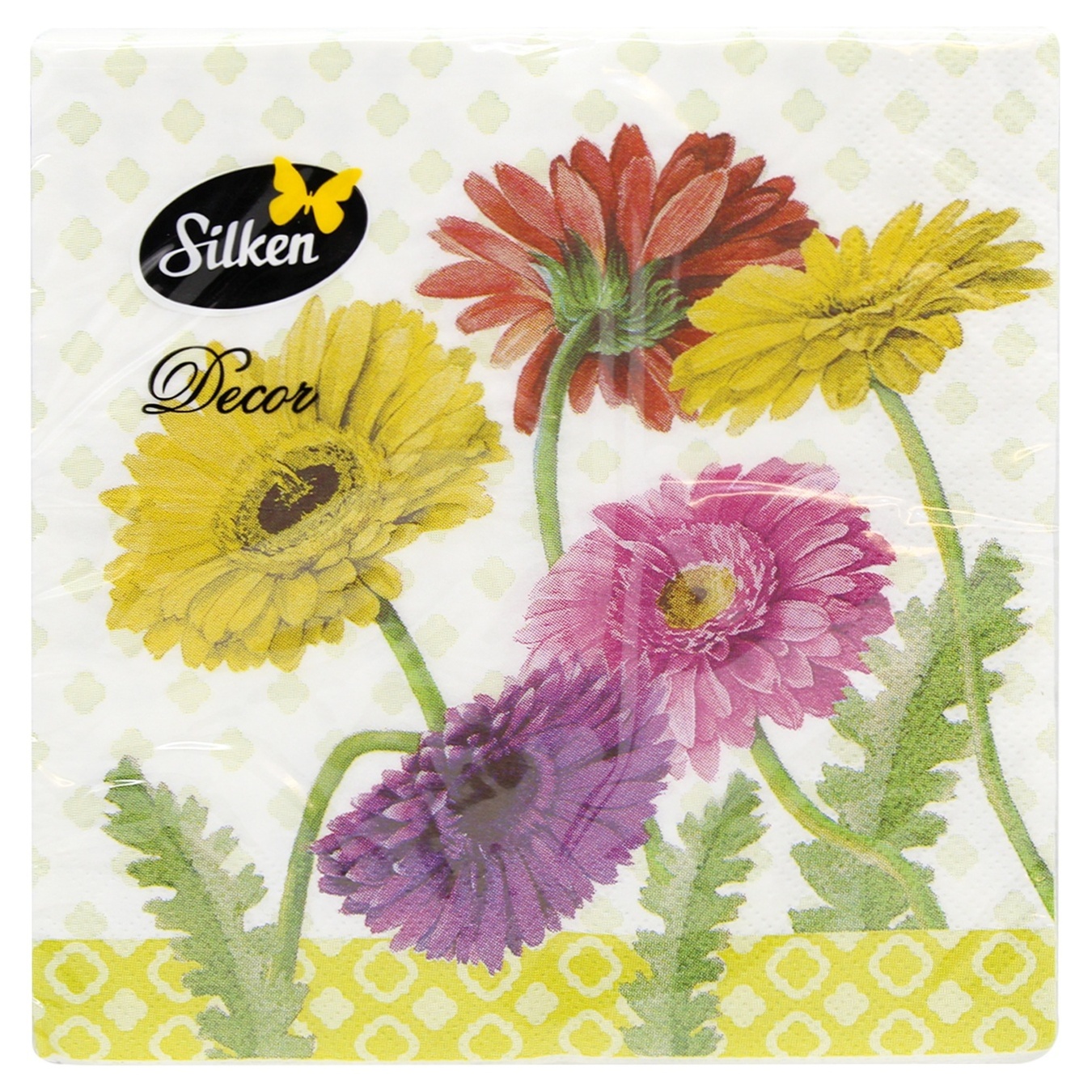 

Салфетки Silken Герберы столовые бумажные 3 слоя 18шт