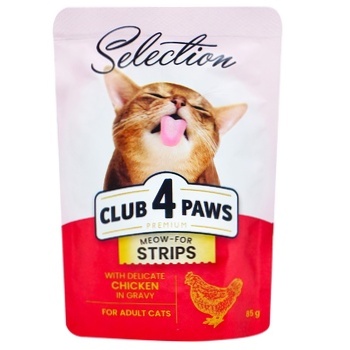 Корм влажный Club 4 Paws Premium Selection курица в соусе для кошек 85г - купить, цены на Auchan - фото 1