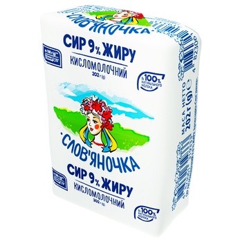 Сир Слов'яночка кисломолочний 9% 200г Україна - купити, ціни на Восторг - фото 1