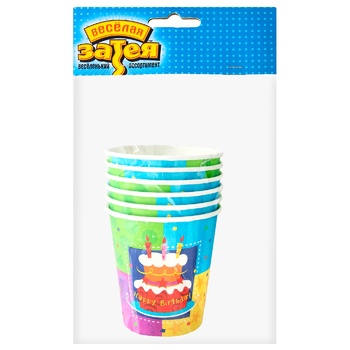 Vesela vytivka Birthday Cake Paper Glass 190ml 6pcs