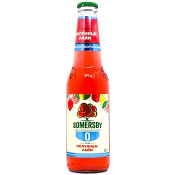 Сидр Somersby клубника-лайм безалкогольный 0,33л - купить, цены на Чудо Маркет - фото 1