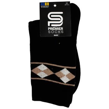 Шкарпетки Premier Socks чоловічі класичні махрові Орнамент р.25, 27, 29 чорний