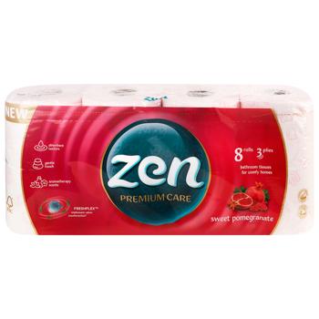 Zen Premium Care 3-ply Toilet Paper 8pcs - buy, prices for Supermarket "Kharkiv" - photo 1