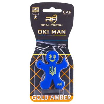 Ароматизатор Real Fresh ok Men Gold Amber Тризуб синий - купить, цены на Идеал - фото 1