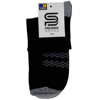 Носки Premier Socks мужские черные с серыми полосками р.27-29