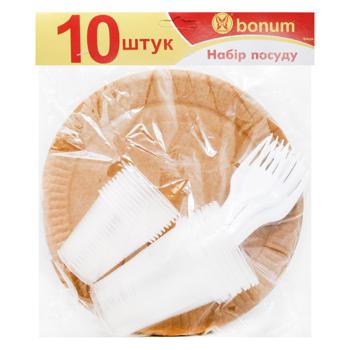 Набір одноразового посуду Bonum 4 предмети 10шт - купити, ціни на ULTRAMARKET - фото 3