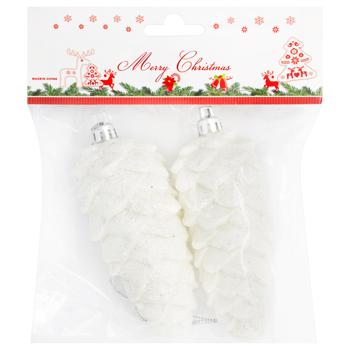 Cones White Christmas Tree Decorations 2pcs 12*4.5cm