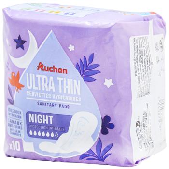 Auchan Night Ultra-thin Sanitary Pads 10pcs - buy, prices for Auchan - photo 1