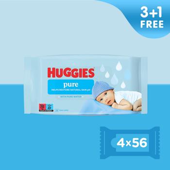 Салфетки влажные Huggies Pure Quad 3+1 56х4шт - купить, цены на - фото 2