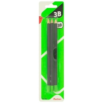 Auchan Black Graphite Pencils 3B 3pcs - buy, prices for Auchan - photo 1