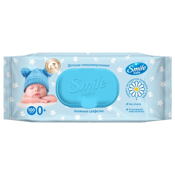 Серветки вологі Smile Baby з клапаном 100шт