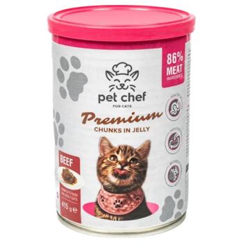 Вологий корм для котів Pet Chef 415 г - яловичина - купить, цены на MasterZoo - фото 1