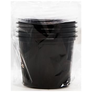 Inpak Round Black Container with Lid 5pcs 500ml