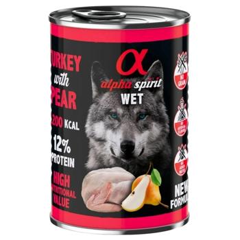 Alpha Spirit Wet Food with Turkey and Pear for Dogs of All Breeds 400g