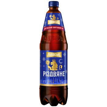 Lvivske Christmas Dark Beer 4.4% 1.12l - buy, prices for Supermarket "Kharkiv" - photo 1